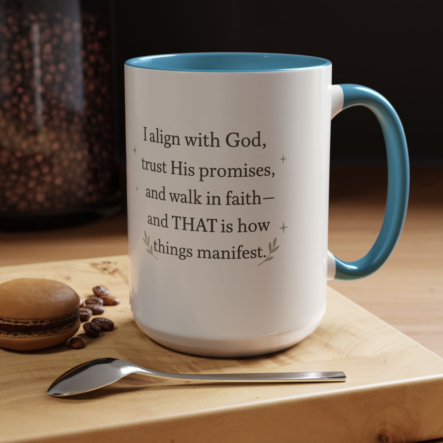 Manifest with God™ Two-Tone Ceramic Mug | Faith Alignment, Prayer & Purpose | 11oz / 15oz