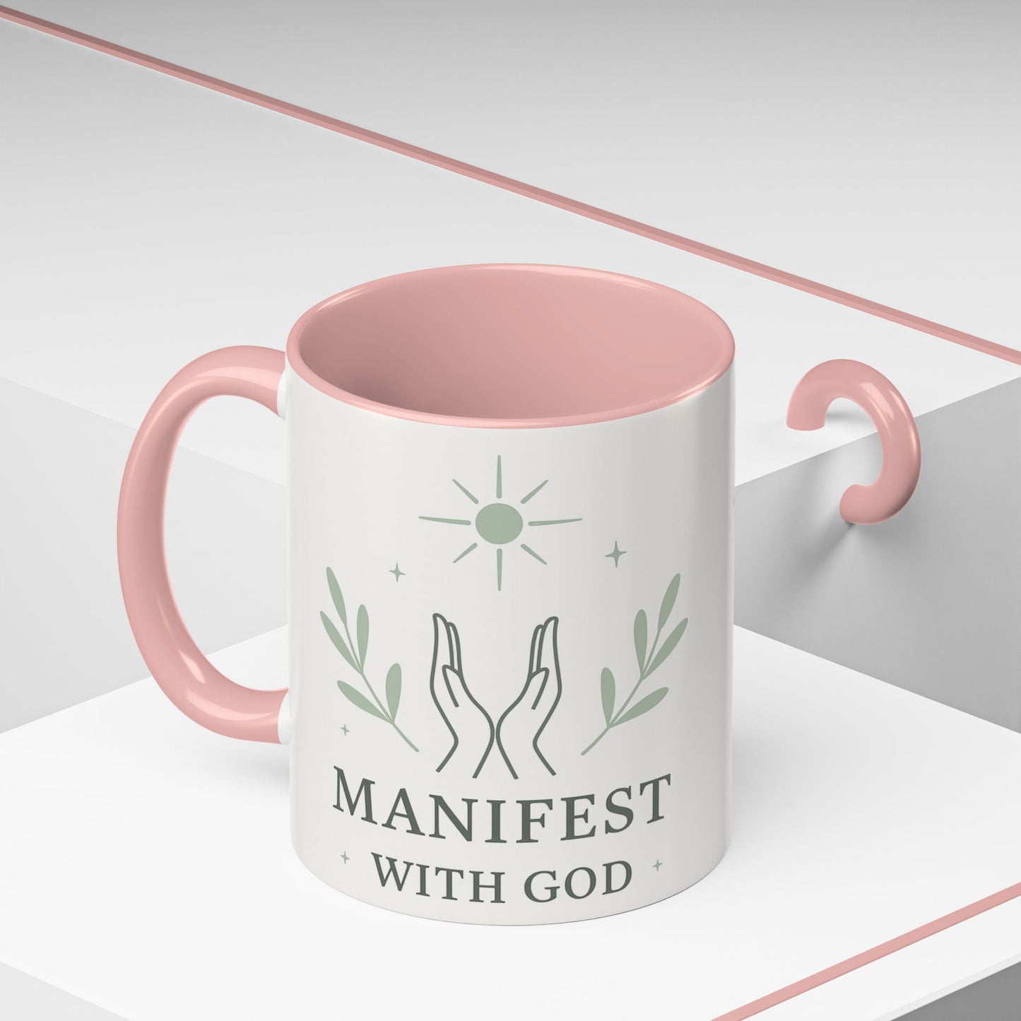 Manifest with God™ Two-Tone Ceramic Mug | Faith Alignment, Prayer & Purpose | 11oz / 15oz
