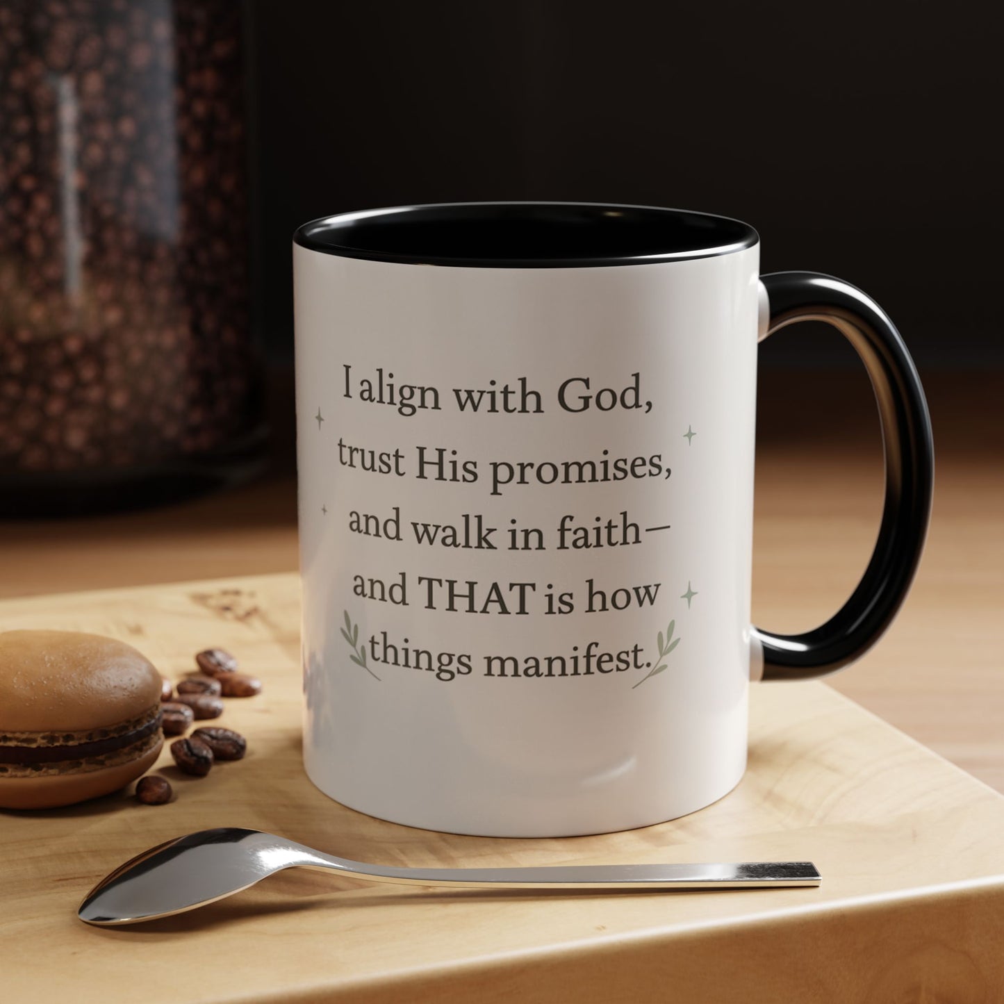 Manifest with God™ Two-Tone Ceramic Mug | Faith Alignment, Prayer & Purpose | 11oz / 15oz