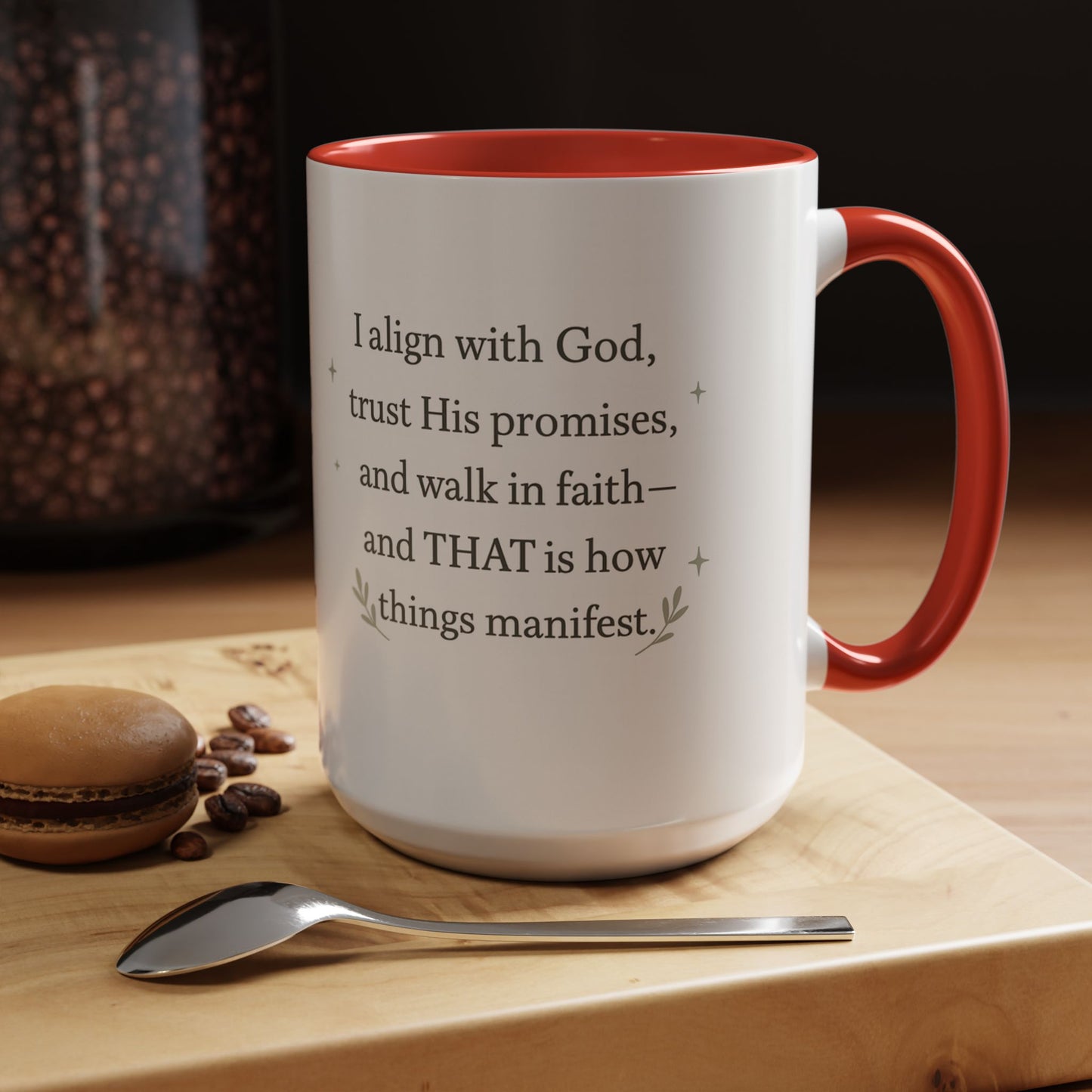 Manifest with God™ Two-Tone Ceramic Mug | Faith Alignment, Prayer & Purpose | 11oz / 15oz